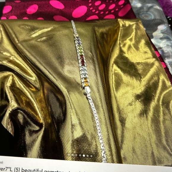 Ladies sterling silver 7” L(5) beautiful color gemstones square, tennis bracelet - Picture 5 of 7